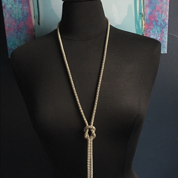 Silver-Tone Knot Statement Necklace - Picture 3 of 3